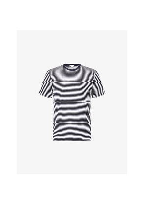 Mens Sunspel Striped Crewneck Cotton T-Shirt