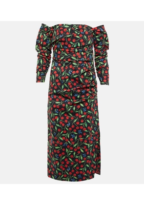Carolina Herrera Off-shoulder cotton-blend midi dress