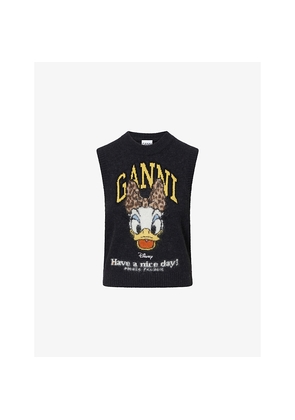 Womens Ganni x Disney Daisy Duck Wool-Blend Vest