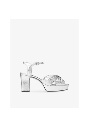 Womens Jimmy Choo Heloise 80 Metallic-Leather Heeled Sandals