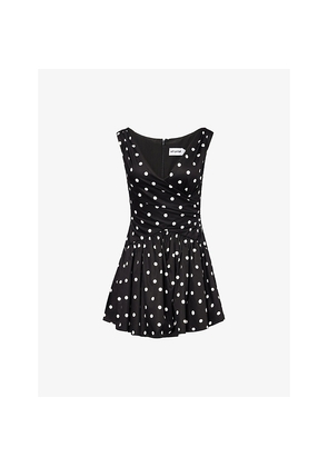 Womens Self-Portrait Polka Dot V-Neck Cotton-Blend Mini Dress
