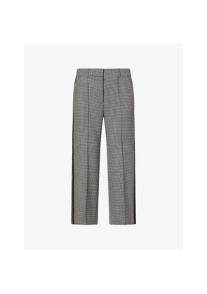 Womens Me And Em Houndstooth-Pattern Straight-Leg Woven Trousers