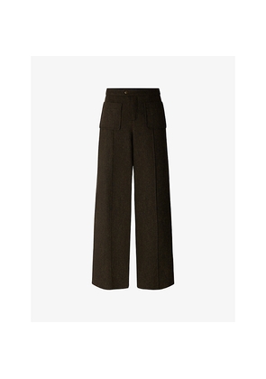 Womens Soeur Harry Straight-Leg High-Rise Wool Trousers