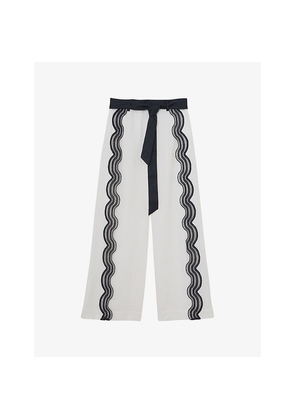 Womens Reiss Farah Side-Split Scalloped Woven Trousers