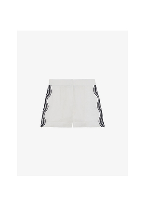 Womens Reiss Felicity Scallop-Edge Linen Shorts