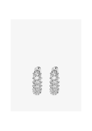 Womens The White Company Pavé Silver-Plated Brass and Zirconia Huggie Earrings