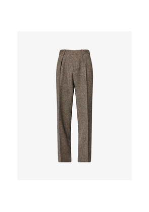 Mens JW Anderson Brand-Patch Straight-Leg Wool Trousers