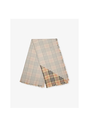 Womens Burberry Checked Wool and Silk-Blend Scarf