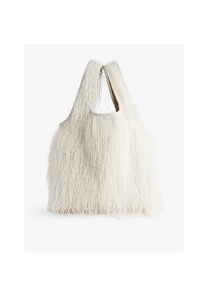 Womens Dries Van Noten Fringed Woven Tote Bag