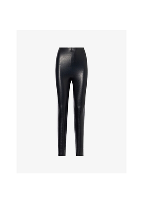 Womens Commando Animal-Print Faux Leather Leggings