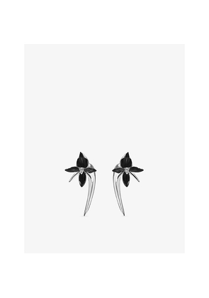 Womens Shaun Leane Black Orchid Talon Sterling Silver and Diamond Drop Earrings