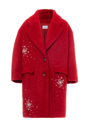 DES_PHEMMES Embroidered Wool Cocoon Coat - Moda Operandi