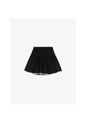 Womens Maje Embellished-Trim Woven Mini Skirt