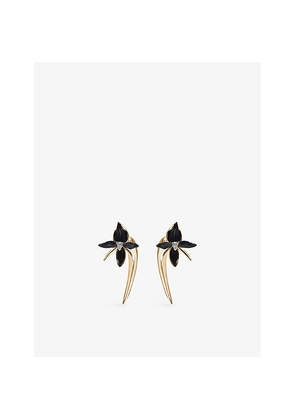 Womens Shaun Leane Black Orchid Talon 18ct Yellow-Gold Vermeil and Diamond Drop Earrings