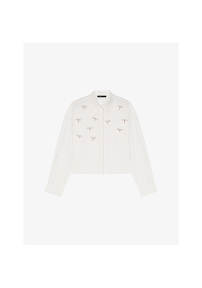 Womens Maje Cropped Jewel-Embellished Cotton Shirt