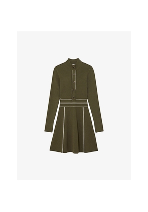 Womens Reiss Alex Contrast-Stitch Stretch-Knit Mini Dress