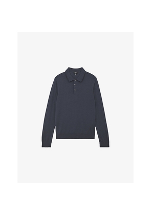 Mens Reiss Trafford Half-Button Merino-Wool Polo