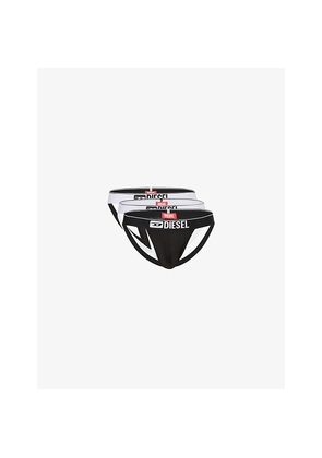 Mens Diesel Branded-Waistband Pack Of Three Stretch-Cotton Jock Strap
