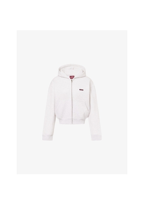 Womens Ru & Rocka Core Brand-Patch Woven Hoodie