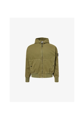 Mens Stone Island Panama Hooded Zip-Up Cotton Jacket