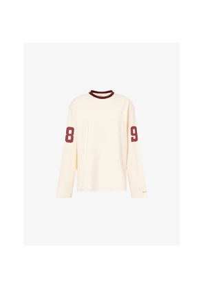 Womens Ru & Rocka Football Long-Sleeves Cotton-Jersey T-Shirt