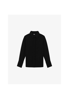 Womens The Kooples Straight-Cut Long-Sleeve Satin Shirt