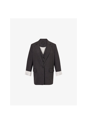 Womens Rag & Bone Jennifer Striped Stretch-Wool Blend Blazer