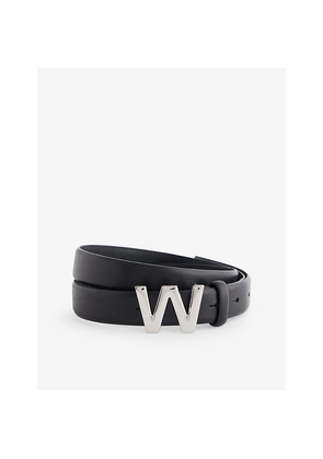 Womens Weekend Max Mara Logo-Buckle Leather Belt