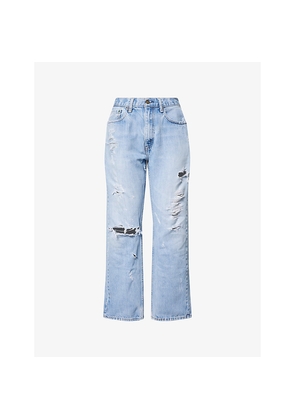 Womens Casey Jean By Jean Vintage Distress/Bum Rip Straight-Leg Denim Jeans