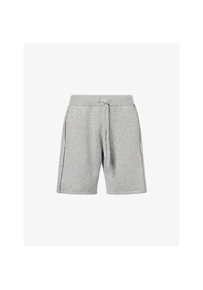 Mens The Elder Statesman Glacier Contrast-Piping Cashmere Shorts