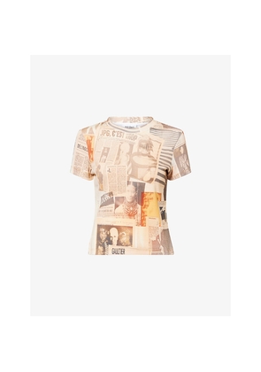 Womens Jean Paul Gaultier Ribbed Printed Stretch-Cotton T-Shirt