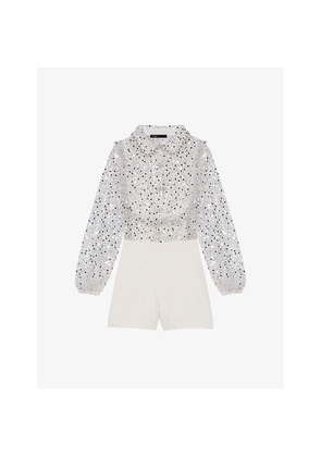 Womens Maje Sequin-Embellished Long-Sleeved Woven Playsuit