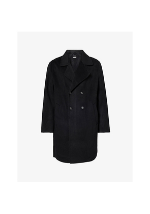 Mens Soft Goat Double-Breasted Dropped-Shoulder Wool and Cashmere-Blend Coat