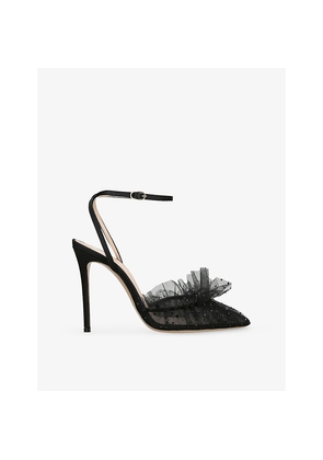 Womens Andrea Wazen Franca Sparkle 105 Mesh and Satin Courts