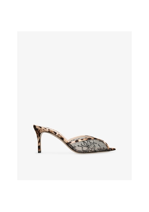 Womens Andrea Wazen Katy 75 Lace and Satin Mules