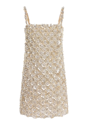 Oscar de la Renta Mother-of-Pearl Embellished Mini Dress - Moda Operandi