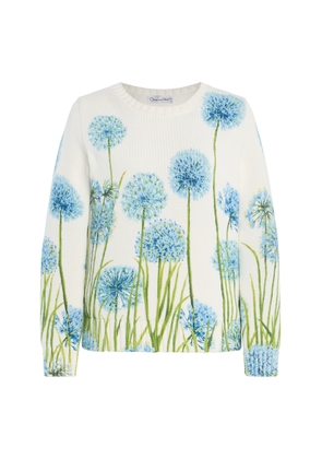 Oscar de la Renta Allium-Printed Cotton-Blend Sweater - Moda Operandi