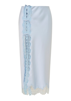 LoveShackFancy Calder Lace-Trimmed Satin Midi Skirt - Moda Operandi
