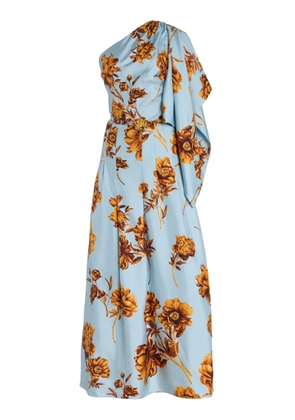 Oscar de la Renta Asymmetric Printed Silk Maxi Dress - Moda Operandi