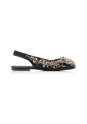 Dries Van Noten Embroidered Mesh Slingback Flats - Moda Operandi