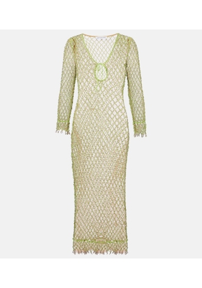 Self-Portrait Beaded fishnet maxi dress