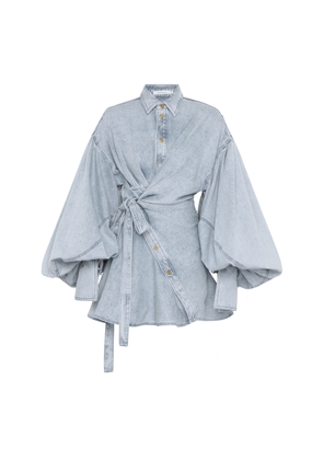 Zimmermann Rebellion Denim Wrap Mini Dress - Moda Operandi