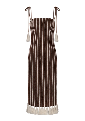 Andres Otalora Postales Embroidered Linen Midi Dress - Moda Operandi