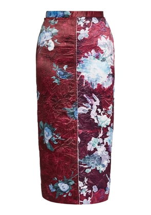 Erdem Floral-Collage Satin Midi Skirt - Moda Operandi
