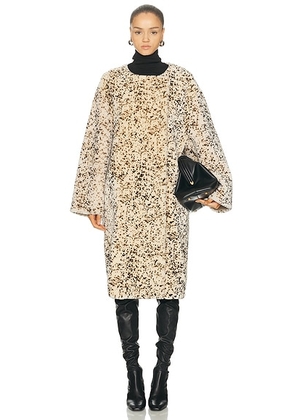 Toteme Stracciatella Shearling Coat in Black & White - Cream. Size 36 (also in ).