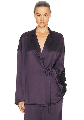 SRG Finley Silk Top in Dark Plum - Purple. Size L (also in M, S, XL, XS).