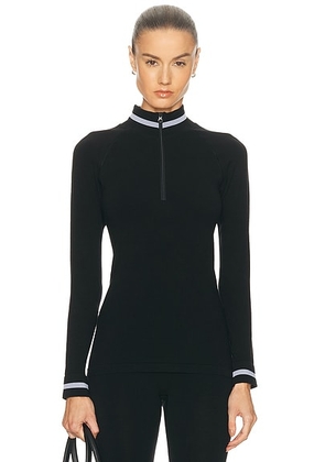 THE UPSIDE Seamless Quarter Zip Base Layer Top in Black - Black. Size L (also in M, S, XS).