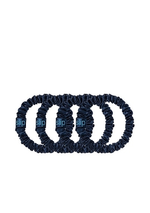 Slip Pure Silk Skinny Scrunchies Set Of 4 in Navy - Beauty: NA. Size all.