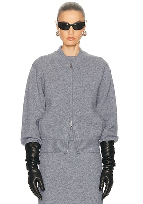 SRG Velma Knit Bomber Jacket in Grey - Grey. Size L (also in M, S, XS, XXS).