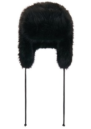 Perfect Moment Faux Fur Trapper Hat in Black - Black. Size all.